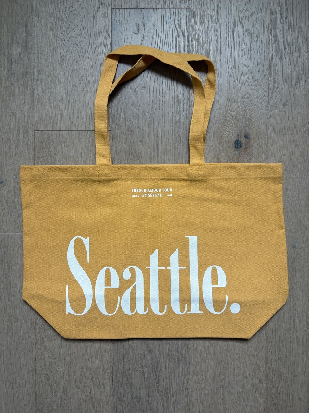 NWOT sezane paris/seattle canvas tote mustard yellow/white